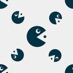 Pac man icon sign seamless pattern with geometric vector