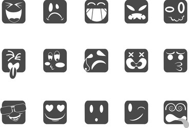 Square smiley face icons vector