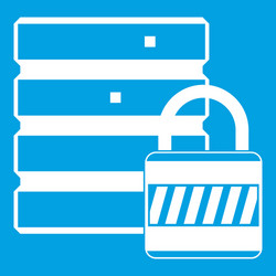 database with padlock icon white vector