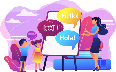 Language learning camp concept vector