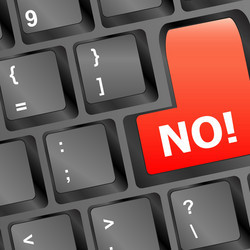 No - text on a button keyboard vector