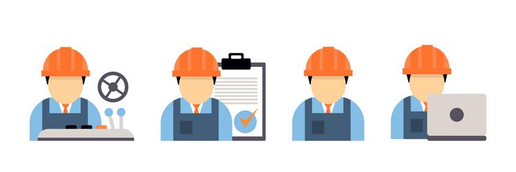 Production process with machine operator man in Vector Image