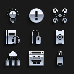 set computer mouse browser window usb flash vector image