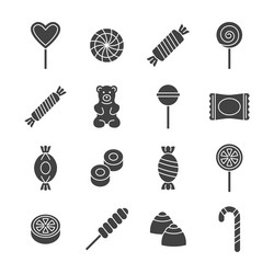 candy icon glyph set Vector Image