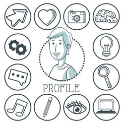 Doodle icon design profile draw concept vector