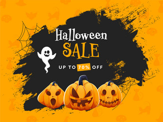 Halloween sale poster design with 70 discount vector