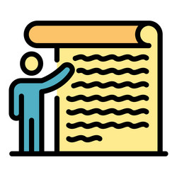 Man and huge document icon color outline vector