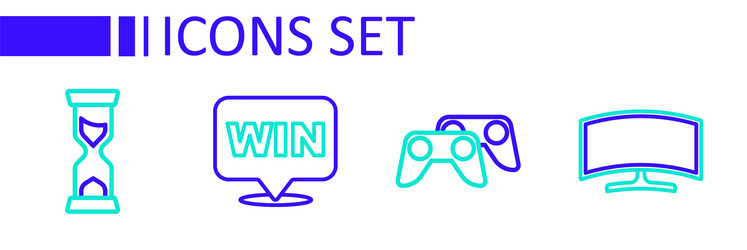 set line computer monitor game controller vector image