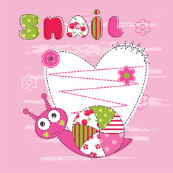 Cute baby background with snail 2 vector