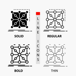 Data framework app cluster complex icon in thin vector