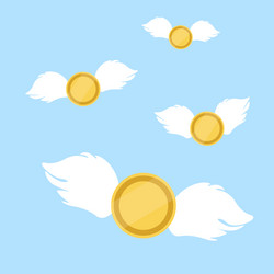 flying golden coins with wings Vector Image