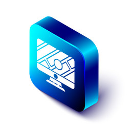 isometric computer monitor and folded map vector image