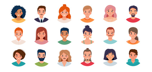 People avatar set diversity group young men vector