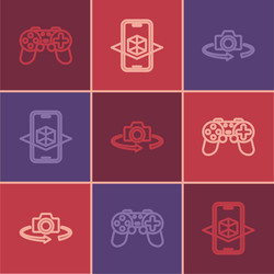 Set line gamepad 360 degree view and 3d modeling vector