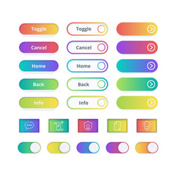 colored gradient buttons game or website ui vector