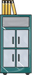 grated archive cabinet file with books document vector image