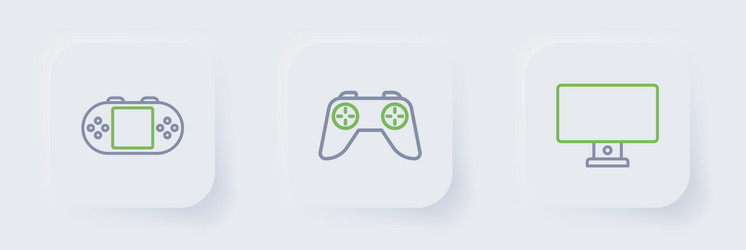 Set line computer monitor game controller vector