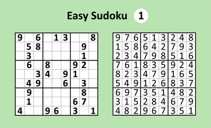 sudoku game with answers easy complexity simple vector image