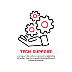 Tech support icon hand with gears operator call vector