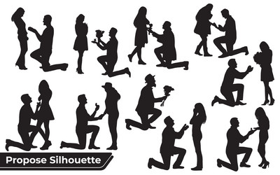 Collection of couple propose silhouettes vector