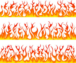Seamless fire flames line set Royalty Free Vector Image
