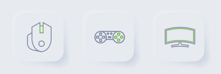 set line computer monitor game controller vector image
