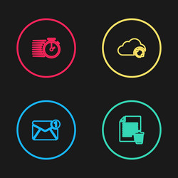 set line new email incoming message delete file vector image