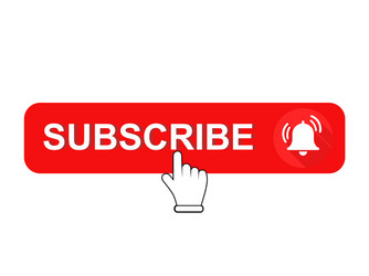 subscribe red button and hand cursor vector image