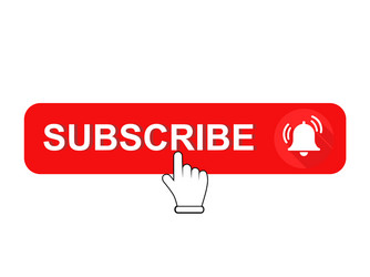 subscribe red button and hand cursor vector