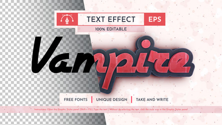 vampire - editable text effect font style vector image