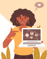 Woman chatting friends online vector