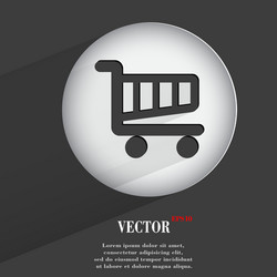 basket flat modern web button with long shadow vector image