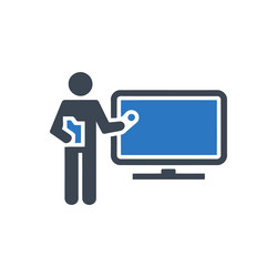 presentation with display screen icon vector image