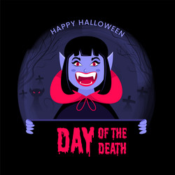 Cheerful female vampire or monster presenting day vector