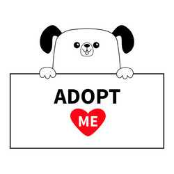 dog head face hanging on paper board adopt me vector