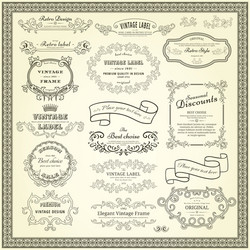 Set various retro design elements Royalty Free Vector Image