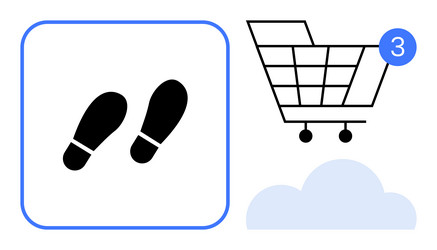 shopping cart notification with three items vector image