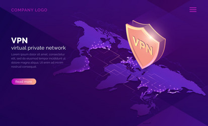 vpn virtual private network isometric landing page vector