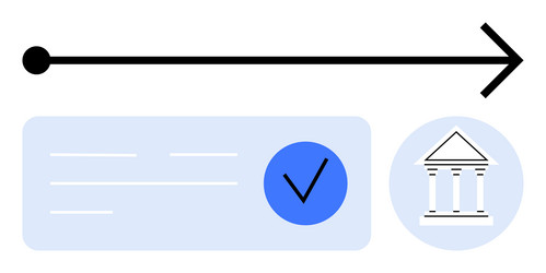arrow pointing towards checkmark and building icon vector image
