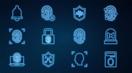 set line fingerprint with lock motion sensor vector image