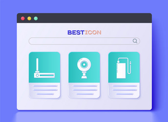 set web camera router and wi-fi signal power vector image