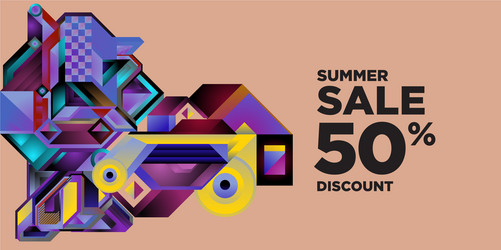 summer sale 50 discount with geometric colorful vector