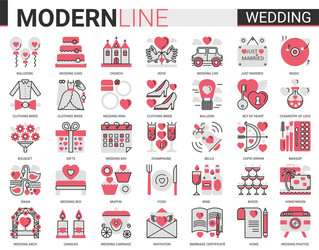 wedding complex red black flat line icon vector