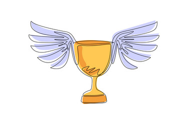 continuous one line drawing winning trophy vector