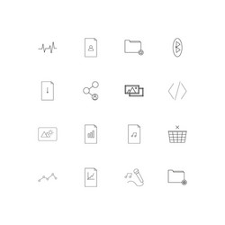 files and folders sign linear thin icons set vector image