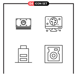 set 4 line style icons for web and mobile vector image