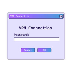 vpn connection window with gradient registration vector image
