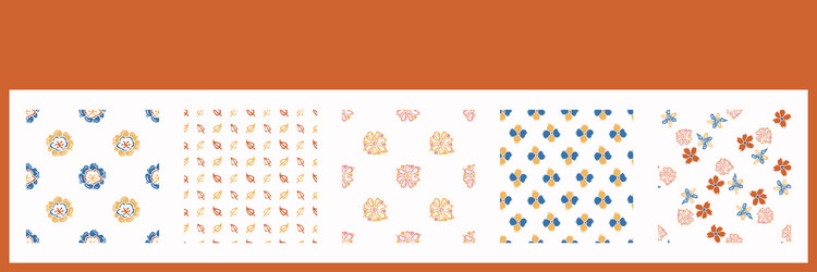 Whimsical style block print flower shape pattern vector