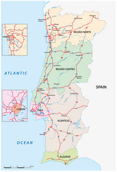 administrative and motorway map portugal vector