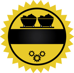 circular emblem with wagon of mining over rail vector